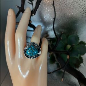 Size 7&3/4 Turquoise Silver Ring for healing 925